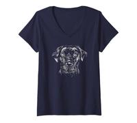 Donna Cani Labrador Retriever Monocromatico Cane Maglietta con Collo a V