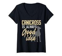 Donna Canicross è sempre una buona idea per correre un cucciolo amante dei cani Maglietta con Collo a V