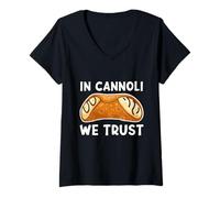Donna Cannolo Divertente Sicilia Cannoli Maglietta con Collo a V
