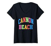 Donna Cannon Beach Oregon casa Famiglia Cannon Beach Maglietta con Collo a V
