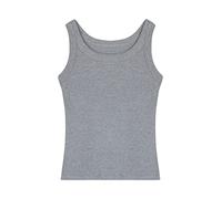 Donna Canotta in Viscosa a Costine Maglietta Senza Maniche con Collo a U Altamente Elastica Slim Fit Fresca Traspirante all-Match Basic Casual Top Estivi - Grigio Chiaro Taglia del Produttore L