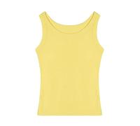 Donna Canotta in Viscosa a Costine Maglietta Senza Maniche con Collo a U Altamente Elastica Slim Fit Fresca Traspirante all-Match Basic Casual Top Estivi - Giallo Taglia del Produttore L