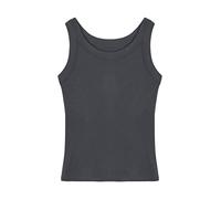 Donna Canotta in Viscosa a Costine Maglietta Senza Maniche con Collo a U Altamente Elastica Slim Fit Fresca Traspirante all-Match Basic Casual Top Estivi - Grigio Scuro Taglia del Produttore L