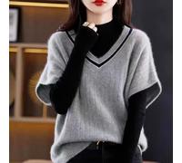 Donna Canotta Maglieria Felpa Stile Preppy Manica a Pipistrello Rétro Pullover