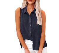 Donna Canotte in Lino Cotone Estive Camicie Senza Maniche con Bottoni Tunica Solidi Blouse Canotta Elegante Blusa Top Camicie Offerte di Primavera Comoda e Traspirante Classico Maglietta