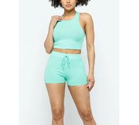 Donna Canottiera & Pantaloncini Casual a Vita Alta Riposo Coulisse Set