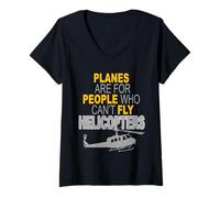 Donna Can't Fly Helicopters | Divertente Pilota Elicottero t-Shirt Maglietta con Collo a V