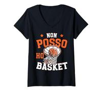 Donna Can't Ho Basket Divertente Basket Maglietta con Collo a V