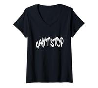 Donna Can't Stop T-Shirt - Bold Minimal Motivational Design Maglietta con Collo a V