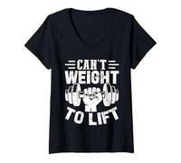 Donna Can't Weight To Lift Motivational Design Maglietta con Collo a V