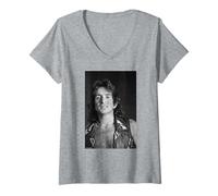 Donna Cantante AC/DC Bon Scott di Martyn Goddard Maglietta con Collo a V