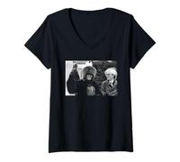 Donna Cantante Modello Grace Jones con Andy Warhol Michael Grecco Maglietta con Collo a V