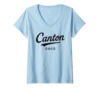 Donna Canton Ohio Hall of Fame City Stark County Football Baseball Maglietta con Collo a V