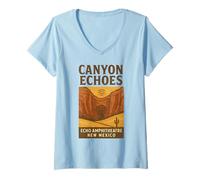 Donna Canyon Echoes Camicia Echo Amphitheatre Red Rock New Mexico Maglietta con Collo a V