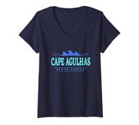 Donna Cape Agulhas Sudafrica | Cape Agulhas S. Africa Shoreline Maglietta con Collo a V