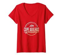 Donna Cape Agulhas Sudafrica - Retro Cape Agulhas Vintage Surf Maglietta con Collo a V