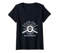Donna Cape cod National Seashore Massachusetts Vintage Nautico Maglietta con Collo a V