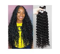 Donna Capelli umani sfusi for intrecciare 100 g/confezione Deep Wave Indian Remy Boho Braids Extension for capelli sfusi Extension per trecce(22 inch)