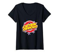 Donna Capitan Ovvio, Divertente Costume da Supereroe. Maglietta con Collo a V
