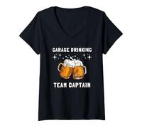 Donna Capitano della Squadra Garage Drinking Maglietta con Collo a V