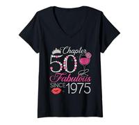 Donna Capitolo 50 Fabulous dal 1975 Maglietta con Collo a V
