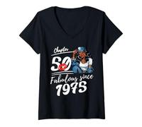 Donna Capitolo 50 Favoloso dal 1975 50° compleanno donne melanina Maglietta con Collo a V