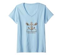 Donna Capo Bretone Canada Navale - Cape Breton Nuova Scozia Canada Maglietta con Collo a V