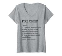 Donna Capo dei vigili del fuoco Definizione Personalizzato Funny Fire Chief Maglietta con Collo a V