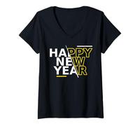 Donna Capodanno Party Supplies Glamour NYE Felice Anno Nuovo Maglietta con Collo a V