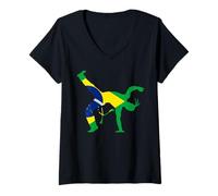 Donna Capoeira Bencao Brasile Bandiera Maglietta con Collo a V