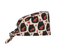 Donna Cappellini da Baseball Gatto Nero Carino Che Mangia Anguria Cappellino da Chef Elastico Cappelli Bandana Regolabile Cappelli da Cuoco per Dentisti Farmaci Hotel