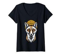 Donna Cappello Cool Fox Beanie Design Urban Animal Maglietta con Collo a V