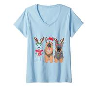 Donna Cappello da Babbo Natale con pastori Tedeschi Maglietta con Collo a V