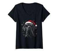 Donna Cappello da Babbo Natale Divertente con Cane Mamma papà Natale Maglietta con Collo a V