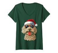 Donna Cappello da Babbo Natale Goldendoodle Labradoodle, Divertente Maglietta con Collo a V