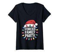 Donna Cappello da Babbo Natale per feste in famiglia forzata Maglietta con Collo a V