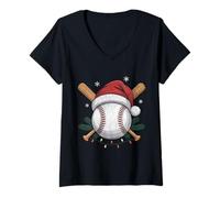 Donna Cappello da Baseball di Natale di Babbo Natale Palla Bambini Ragazzi Maglietta con Collo a V