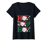 Donna Cappello da Baseball di Natale di Babbo Natale Palla Bambini Ragazzi Maglietta con Collo a V
