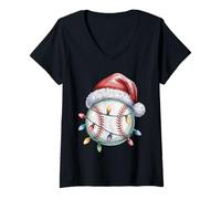 Donna Cappello da Baseball di Natale di Babbo Natale Palla Bambini Ragazzi Maglietta con Collo a V