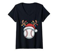 Donna Cappello da Baseball di Natale di Babbo Natale Palla Bambini Ragazzi Maglietta con Collo a V