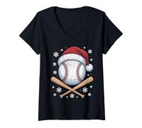 Donna Cappello da Baseball di Natale di Babbo Natale Palla Bambini Ragazzi Maglietta con Collo a V