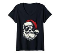 Donna Cappello di Babbo Natale alla Moda con Barba e Sfumature per Natale Maglietta con Collo a V