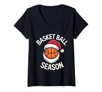 Donna Cappello di Babbo Natale per la Stagione di Basket, per Sport di Maglietta con Collo a V