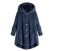 Donna Cappotto in Peluche Curvy Pullover Sherpa Vestaglia Cardigan con Tasche Teddy Outwear Soffice Hoodie Taglie Forti Felpa con Coperta Kimono Fleece Hooded Jacket Offerte Lampo del Giorno