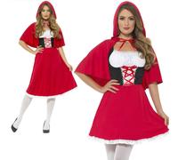 Donna Cappuccetto Rosso Costume Fairy Fiabe Costume Corto UK 8-22
