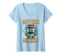 Donna Cappuccino Assassin Funny Coffee Ninja Maglietta con Collo a V