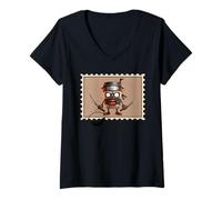 Donna Cappuccino Halloweeno Assassino Zombie Timbro Postale Maglietta con Collo a V