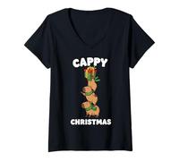 Donna Cappy Christmas Funny Capybara Xmas Maglietta con Collo a V