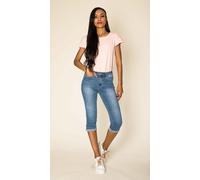 Donna Capri Denim Shorts 3/4 Pantaloncini Stretch Jeans Slim Bermuda