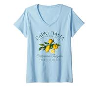 Donna Capri Italia Limoni Viaggio Campania Mar Tirreno Maglietta con Collo a V